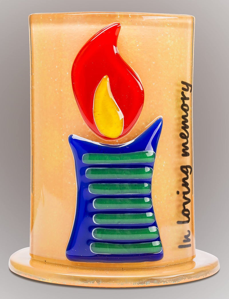 Ner Mitzvah Handmade Glass Yizkor Yahrzeit Candle Holder - Decorative Yartzeit Memorial Candle Holder - Image 2